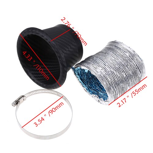 POSSBAY Car Front Bumper Turbo Air Intake Pipe Turbine Inlet Air Funnel Kit Round Rectangle ABS Plastic Cold Air Intake System: Style 2