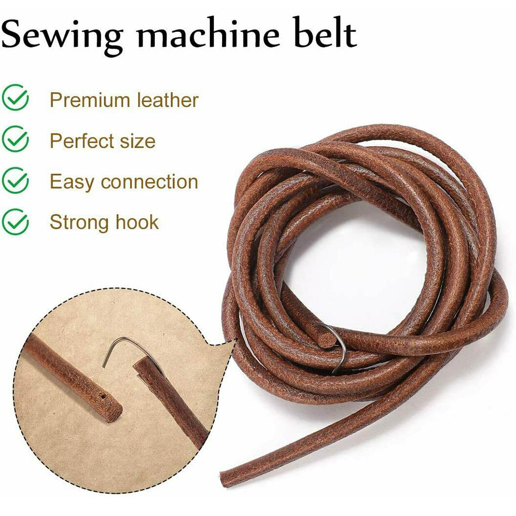 2pcs Domestic Sewing Machine Leather Belt Household Vintage Sewing Machine Treadle Belt with Hook