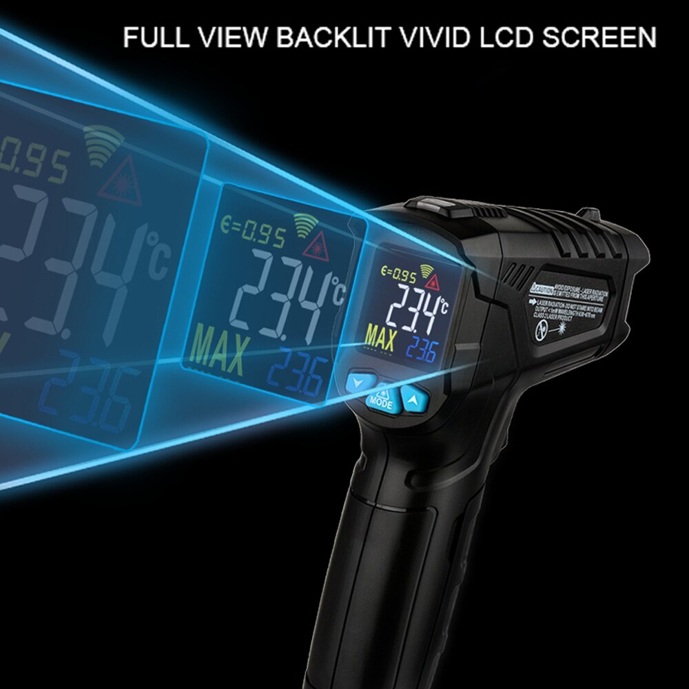 Adjustable Non-contact IR Pyrometer Industrial LCD Temperature Tester Digital Industrial Infrared Handheld Thermometer Meter