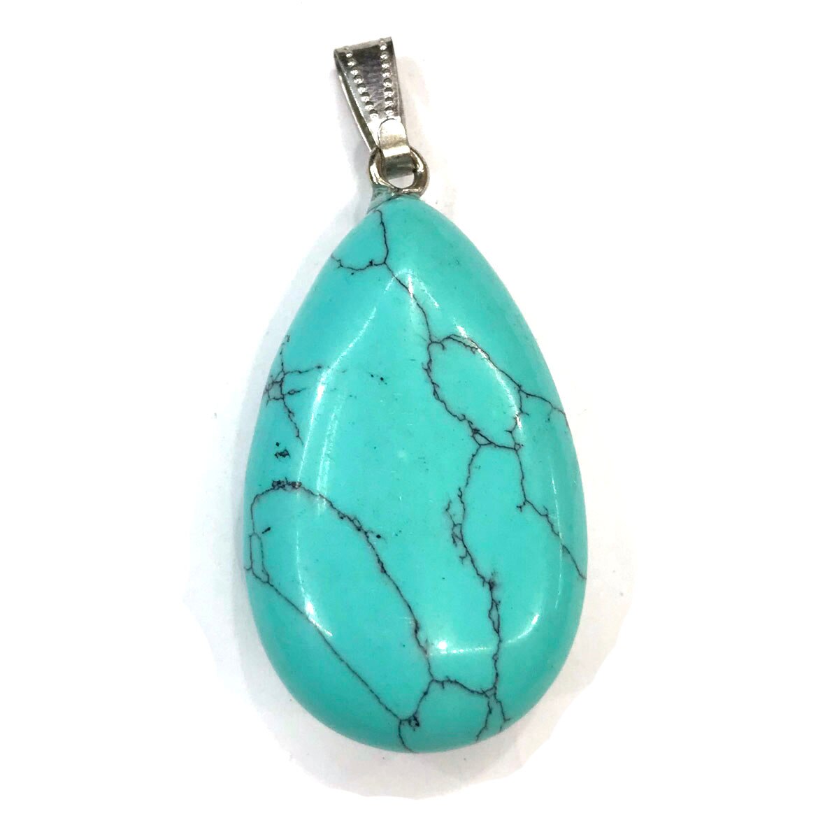 Colgantes de piedra Natural en forma de gota de agua, ágatas de cristal, COLLAR COLGANTE para fabricación de joyas, tamaño de buena , 24mm x 43mm: Blue Turquoise