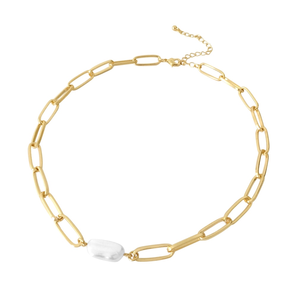 Gold Color Plating Irregular Pearl Pendant Necklace For Women Girl Delicate Bohemia Collar Jewelry