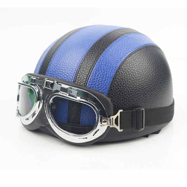 Unisex Motorcycle Half Helmet Hat Cap Chopper Bobber Unisex Adult Chopper: Blue