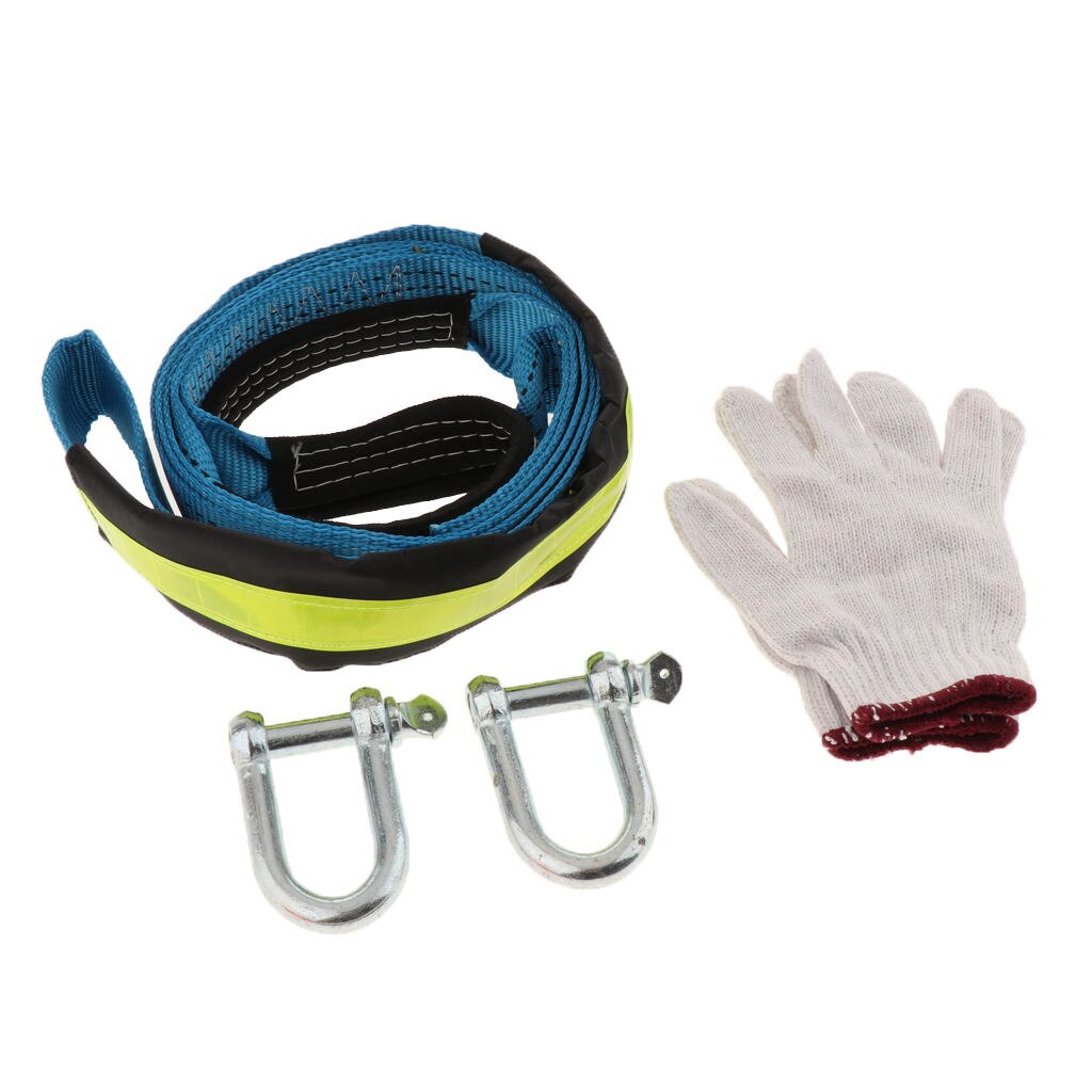 Car SUV Emergency Tow Cable Heavy Duty Road Recovery Strap 8 Tons w/ U Hook