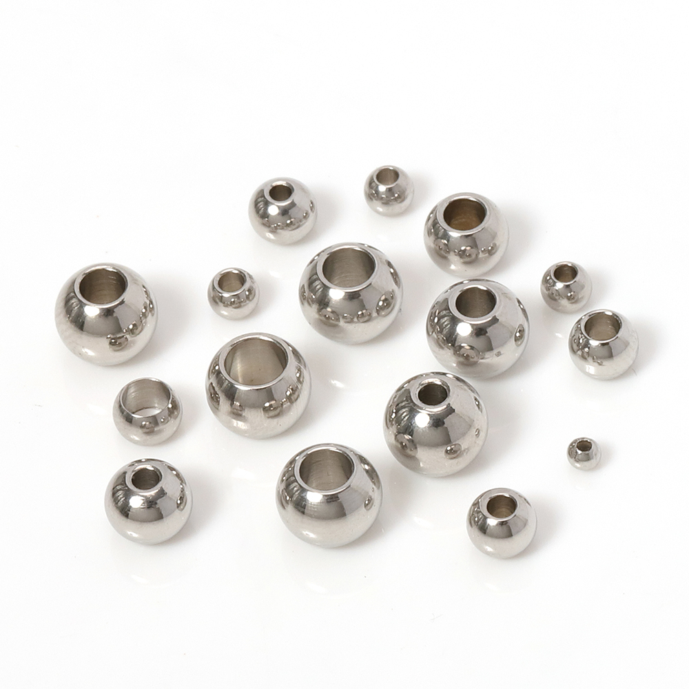 100 Stück 2 mm-12 mm 316L Edelstahlperlen Europäische Kugel Metall Großes See Abstandshalter Perlen für Schmuckherstellung Diy Armbinde Halskette