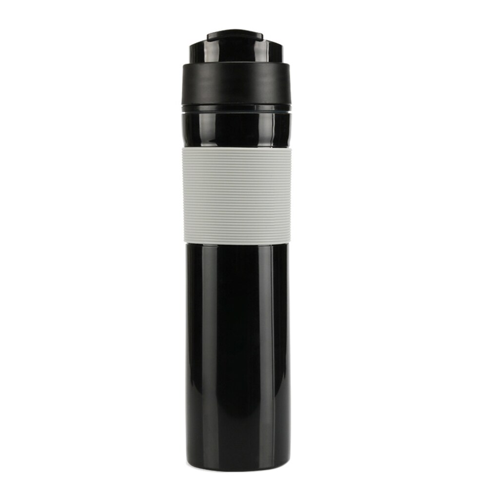 300ml bärbar fransk press kaffebryggare stianfritt stål kaffepressbryggare kanna kaffefiltrering vattenisolering kaffekopp: Svart