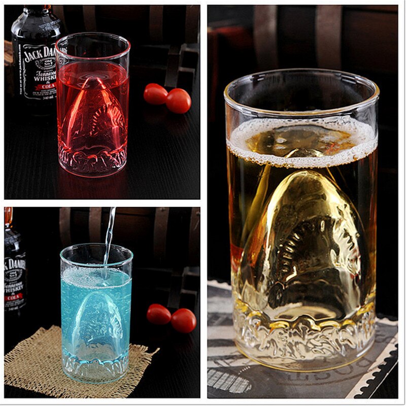 1 Piece Floating Shark Attack Shot Glass Mug / Shark Drinking Glass Cup Deep-sea Shark Drinking Glass
