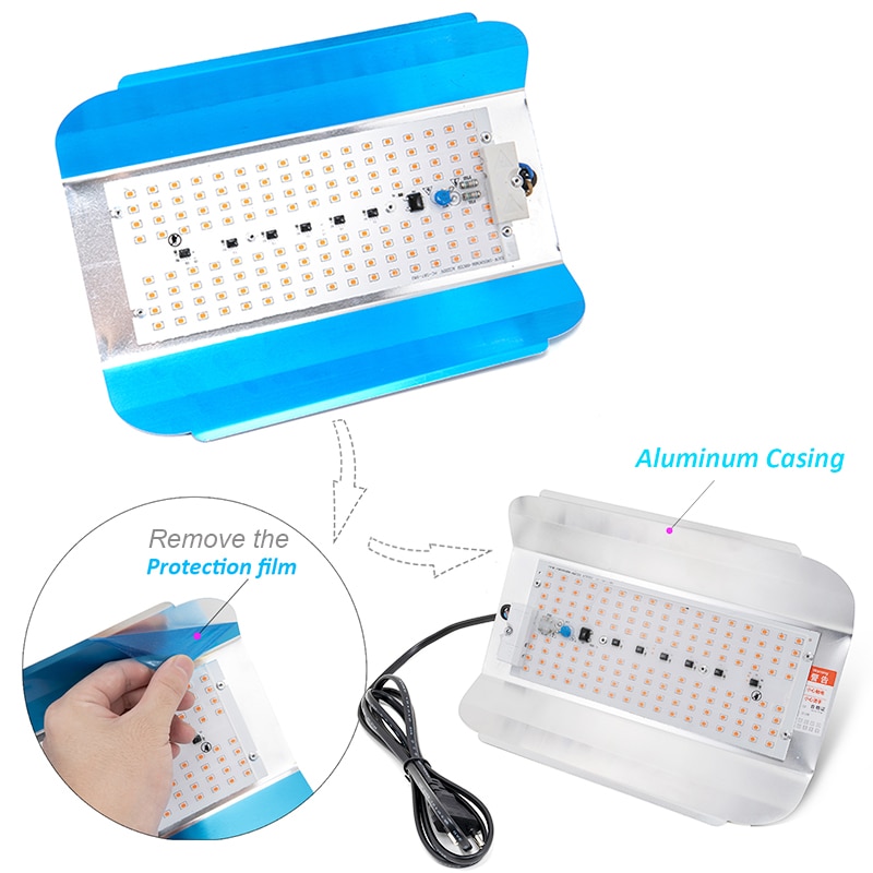 Luz para crecimiento de plantas para uso en interiores 50W 100W fitolamp de espectro completo para plantas lámpara de plantas Led Phyto Luz de planta con 220V EU 110V US enchufe luces de inundación