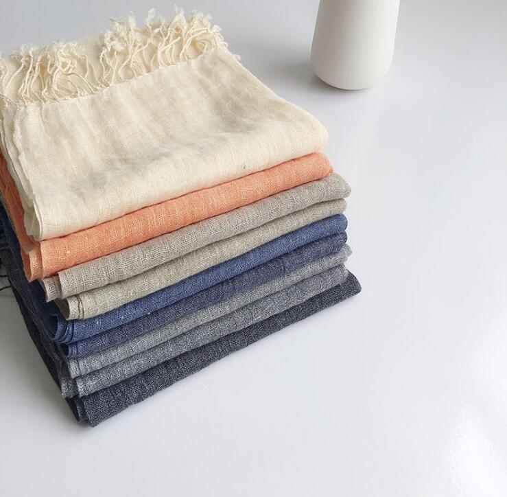 Châles de printemps en lin 100% pour hommes, couleur unie, Style japonais, pour climatisation, grande taille, 45x200cm