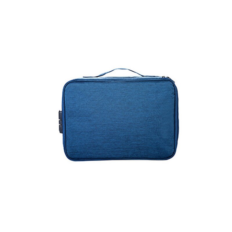 Waterproof Briefcase For Documents Storage Business Travel Pouch Large Capacity Multilayer Receiving Bags With Password XA686ZC: Blue
