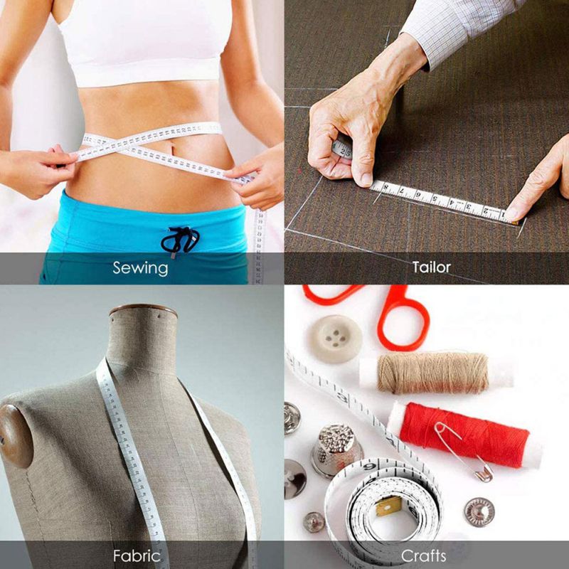 1.5 Meters 60 Polegada Button Measuring Tape Tool Measuring Waist Clothes Bust Tailor Sewing Tools Embroidery Rulers
