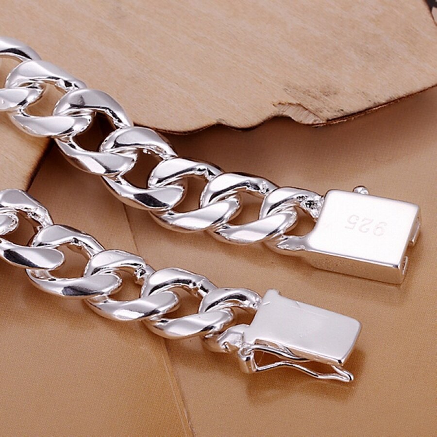 925 Sterling Zilveren Armbanden Noble Populaire Mode-sieraden 10Mm Solid Chain Vrouwen Mens Mooie Bruiloft