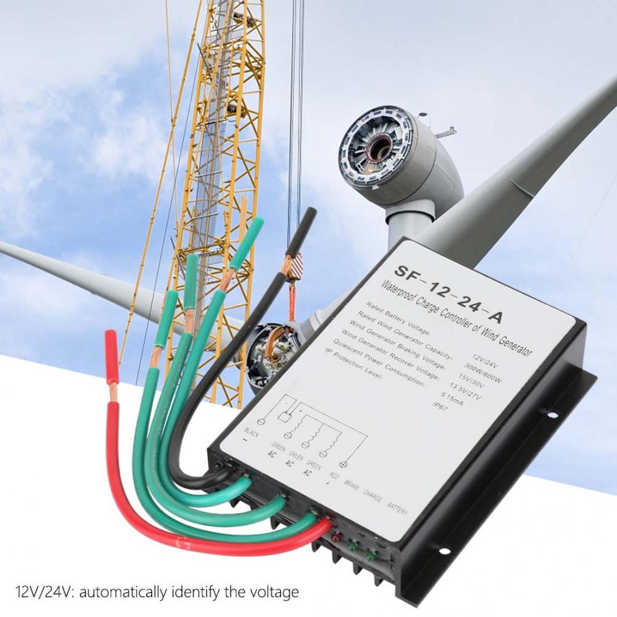 Contrôleur d'éolienne étanche 12V/24V | 300W/600W, régulateur de Charge, générateur d'énergie
