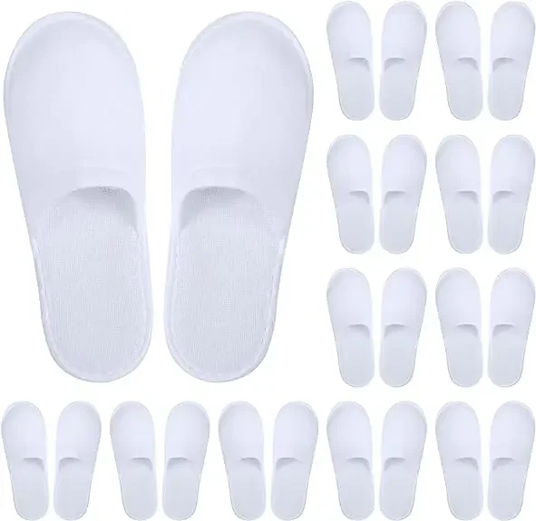 Disposable Slippers 10/20 Pairs Cotton of Closed-to Bathroom Slippers Suitable Suitable Home Guest Hospitality Shoes SPA: WHITE