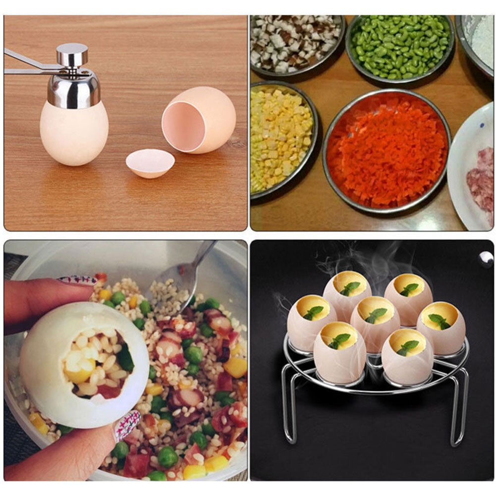 Stainless Steel Egg Topper Cutter Shell Boiled Raw Egg Openers Kitchen Tool Boiled and Raw Eggs Clean Opener