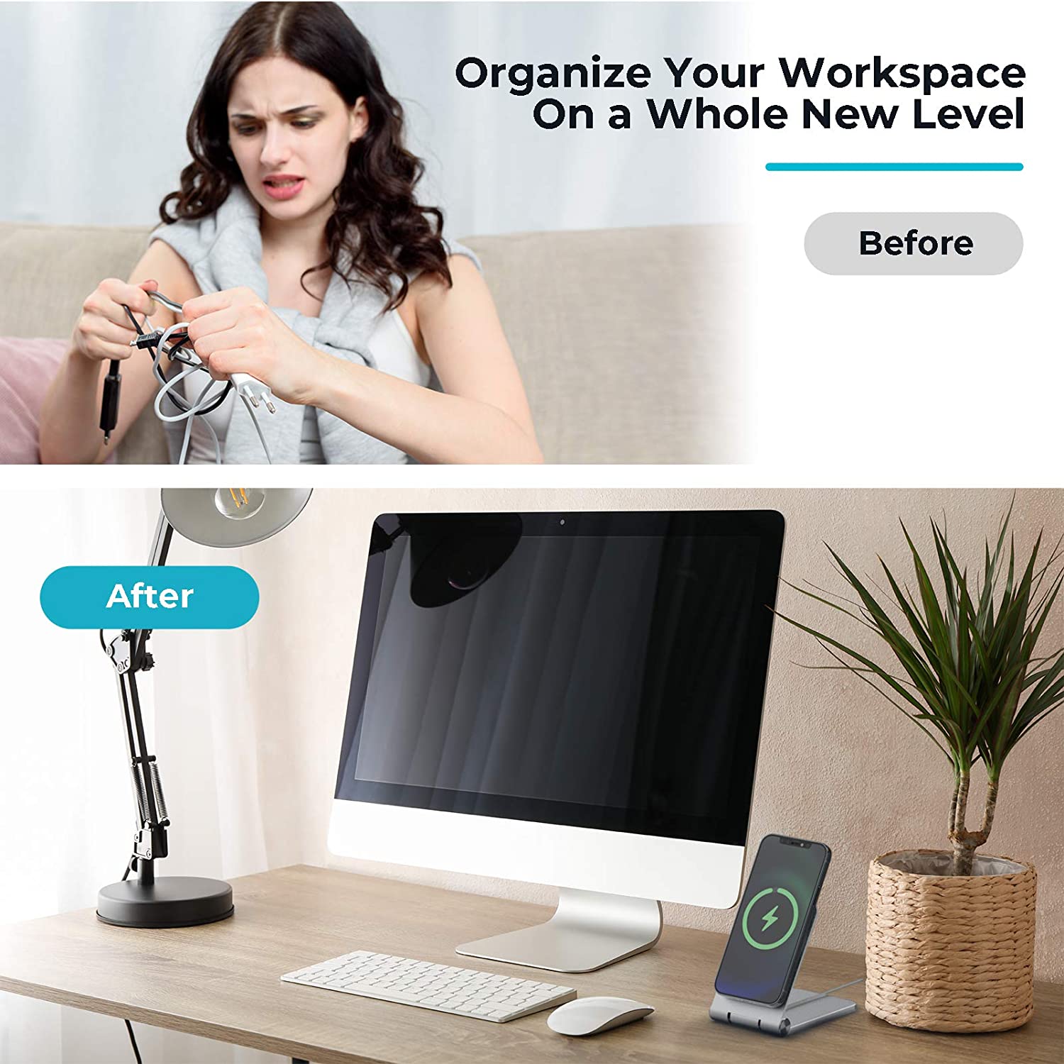 Magnetic Phone Charger Stand Holder for iPhone 12 Series - Foldable Wireless Charging Dock Base