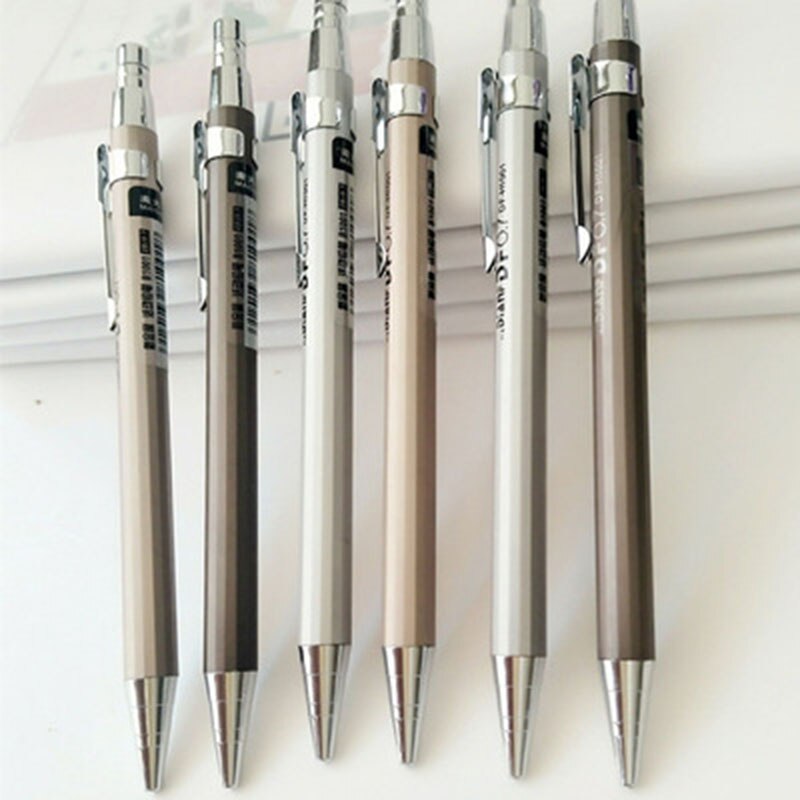 0.5mm/0.7mm Metal Automatic Pencil Mechanical Draft Pencil Drawing Holder Mechanical Pencil Pencils Simple 6Pcs/lot