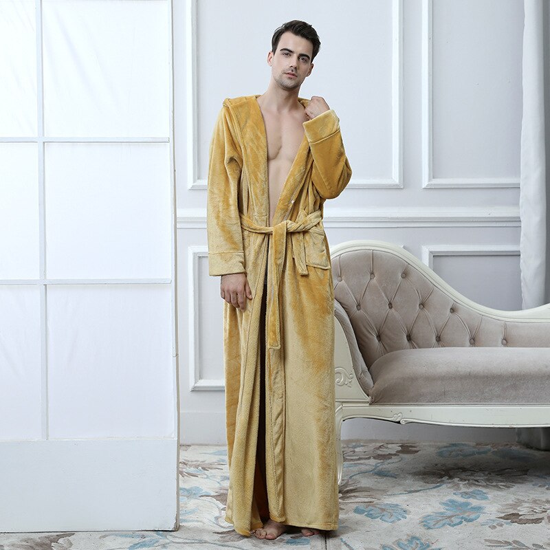 Wine red robe men's bathrobes pigiama home service Pyjamas Robe Camicia da notte flannel winter robe men hooded thick pajamas