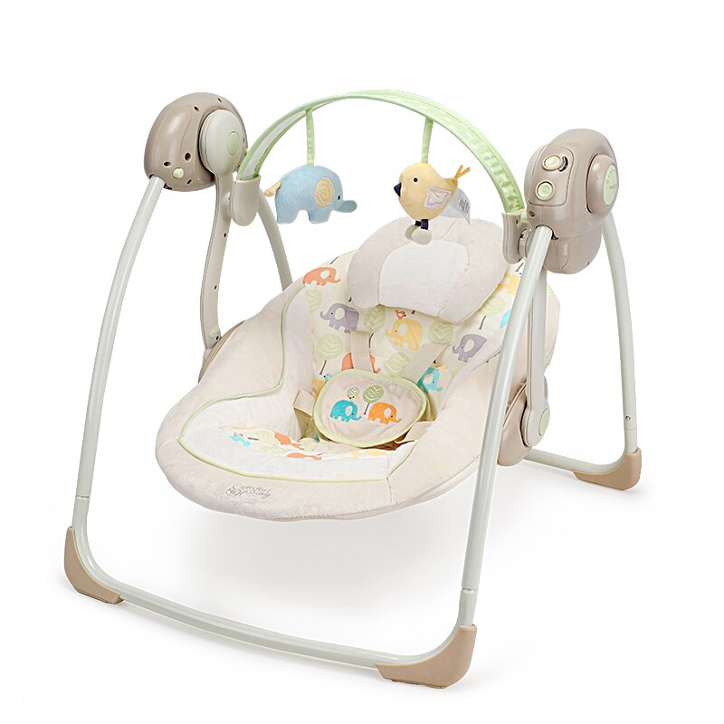 Multi-Functional Baby Electric Shake Chair Newborn Cradle Foldable Comfort Chair Lounger Music Soft Rocking Chair Baby Swing: Khaki