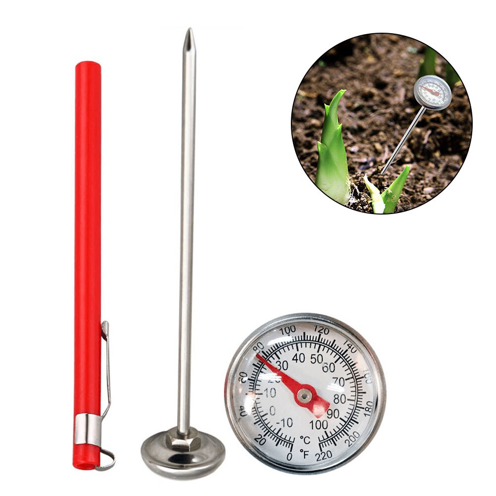 127mm Stainless Steel Soil Thermometer Celsius Measure Garden Dial Display -10-100Degrees Celsius For Ground Compost Garden Soil