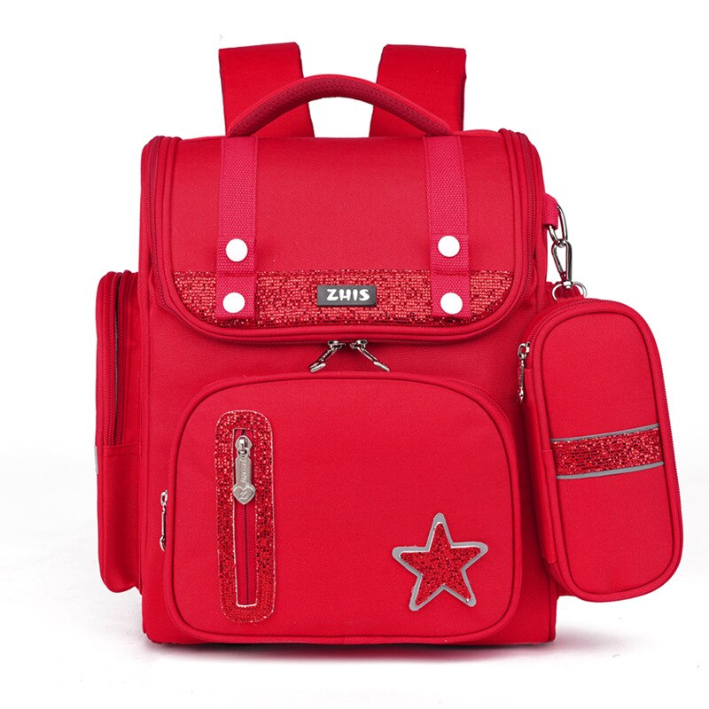 Ortopædisk rygpige rygsække skoletasker til piger børn rygsæk børn skoletasker: Rød