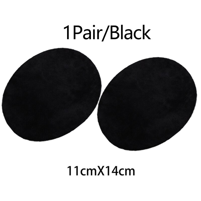 1 Paar Diy Applique Apparel Reparatie Iron-On Suede Ovale Stof Patch Elleboog Knie Patches Naaien Stof Kleding Accessoires: Black