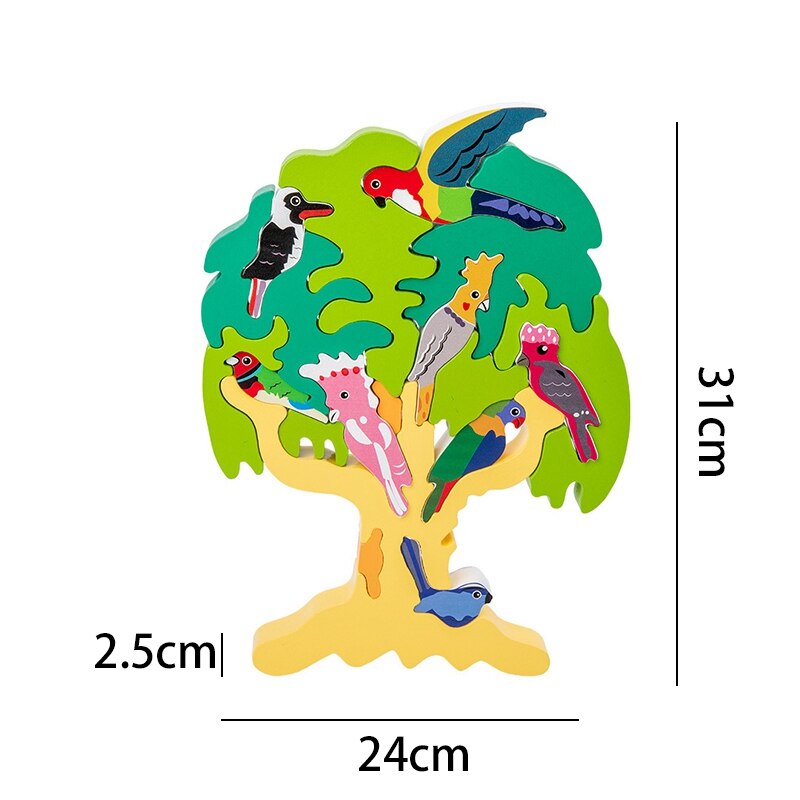 Kinderen Houten Stapelen Speelgoed Kids Diy Vogel Boom Puzzel Educatief Speelgoed Vogel Erkenning Vorm Matching Speelgoed