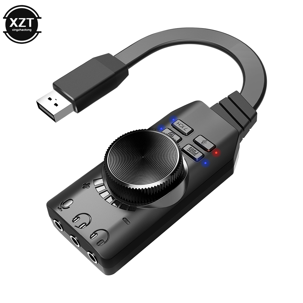 7.1 Channel Sound Card USB Audio Interface Headphone Adapter Soundcard Gaming Soundcard for Mic Speaker Laptop PC