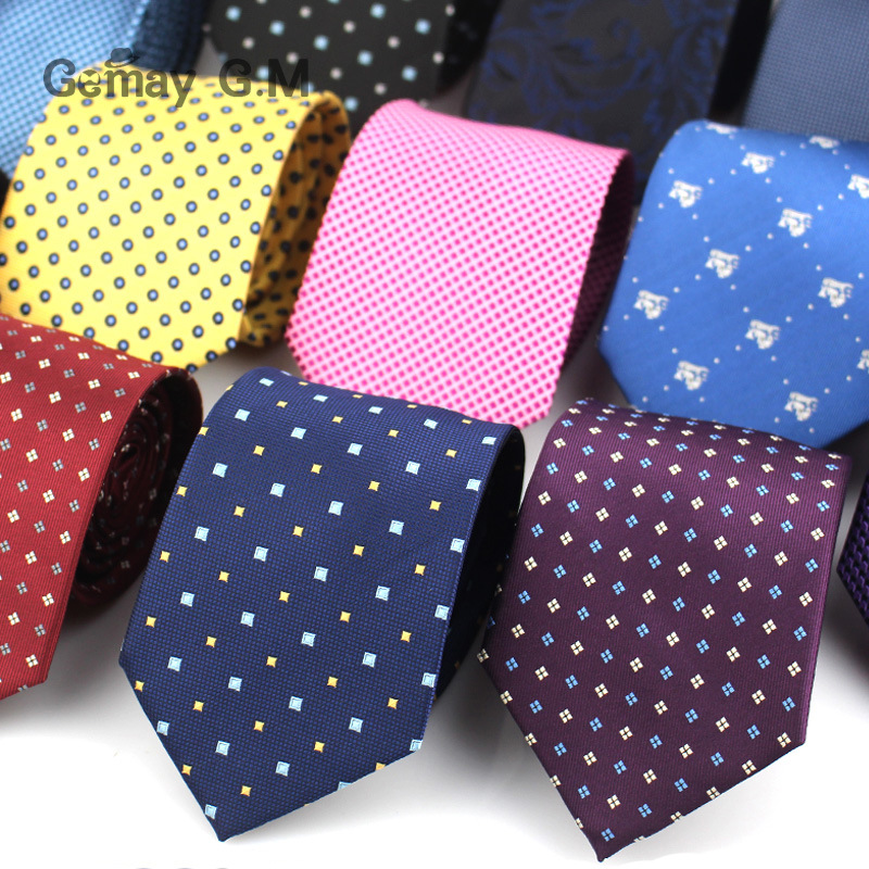 Klassiske mænd slips til erhvervslivet formelt bryllups slips til mænd 8cm striber prikker hals slips jakkesæt halsbeklædning jacquard slips