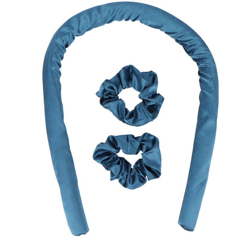 Heatless Curling Rod Headband No Heat Curls Ribbon Hair Rollers Sleeping Soft Headband Hair Curlers DIY Hair Styling Tool: Deep Blue