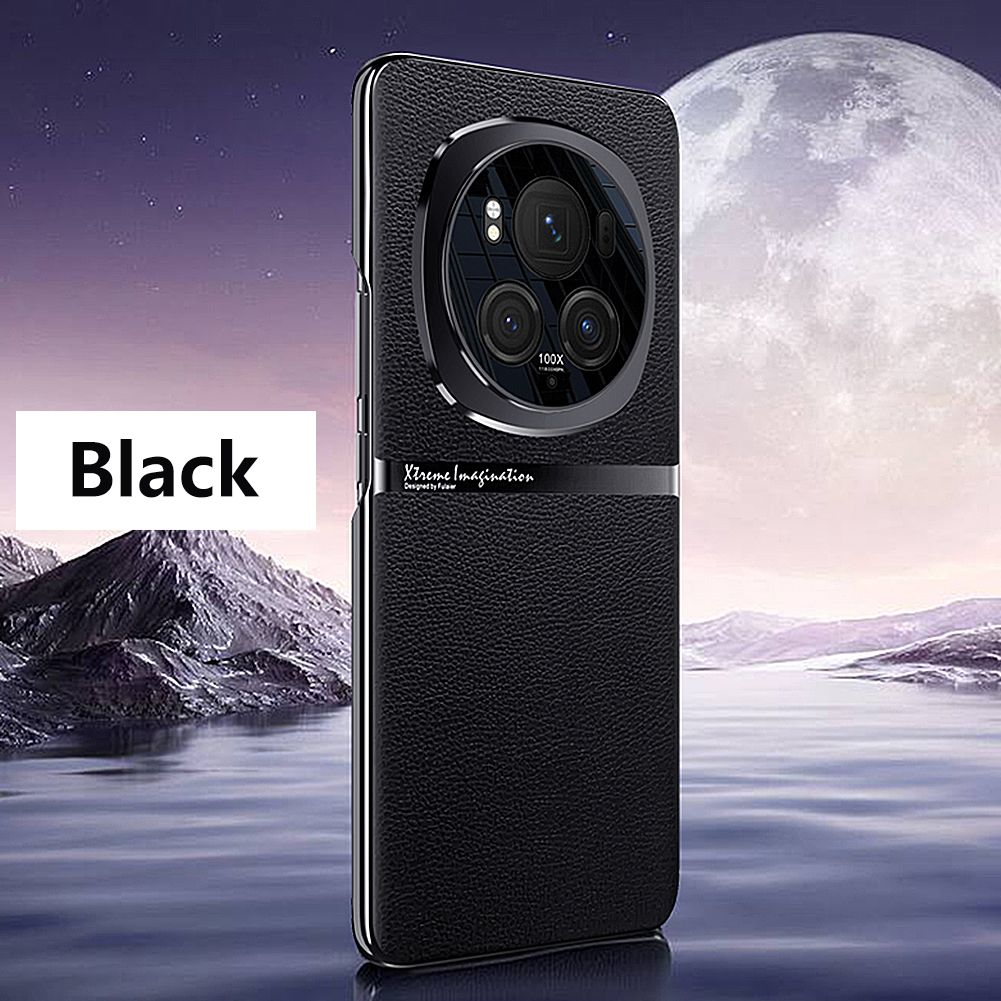 Funda de cuero Original para Honor Magic 6 Pro, cubierta trasera a prueba de golpes, parachoques chapado para Huawei Magic6 Pro, funda dura para teléfono móvil y PC: Negro