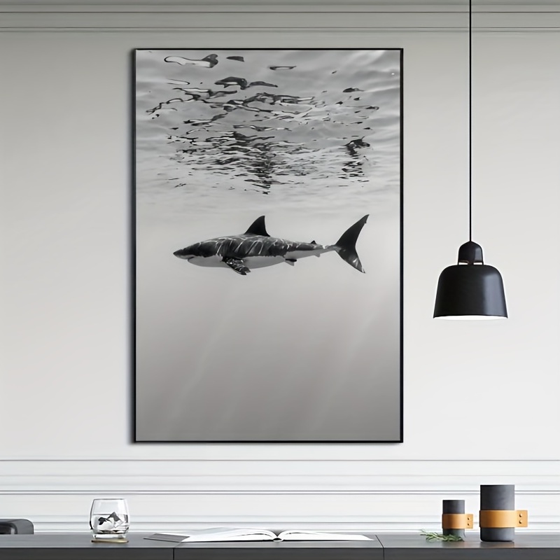 Pintura en lienzo moderna de tiburón ballena, carteles e impresiones de animales en blanco y negro, imagen de pared, 1 unidad, para sala de estar, decoración del hogar sin marco