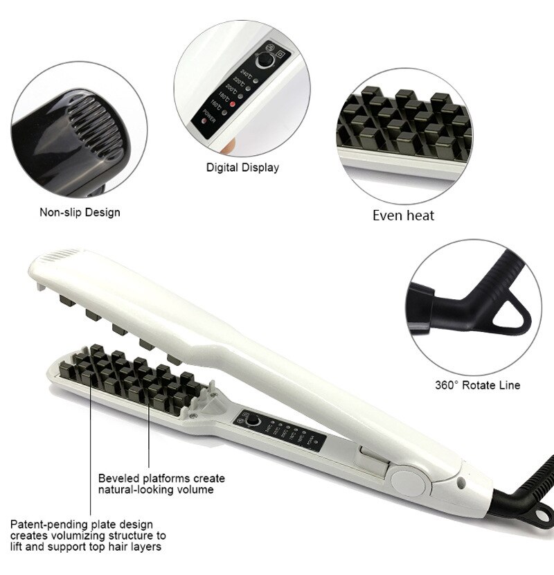 Professionele Pluizige Maïs Perm Volumizing Hair Iron Stijltang Kam Verhogen Haar Volume Pluizige Stijltang Strijkijzers