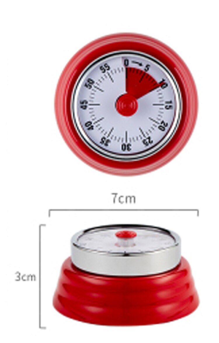 Mechanical Timer Bakery Cooking Shower Study Minutnik Set Time Reminder Countdown Alarm Clock with Magnet Fix Kitchen Supplies: Red A