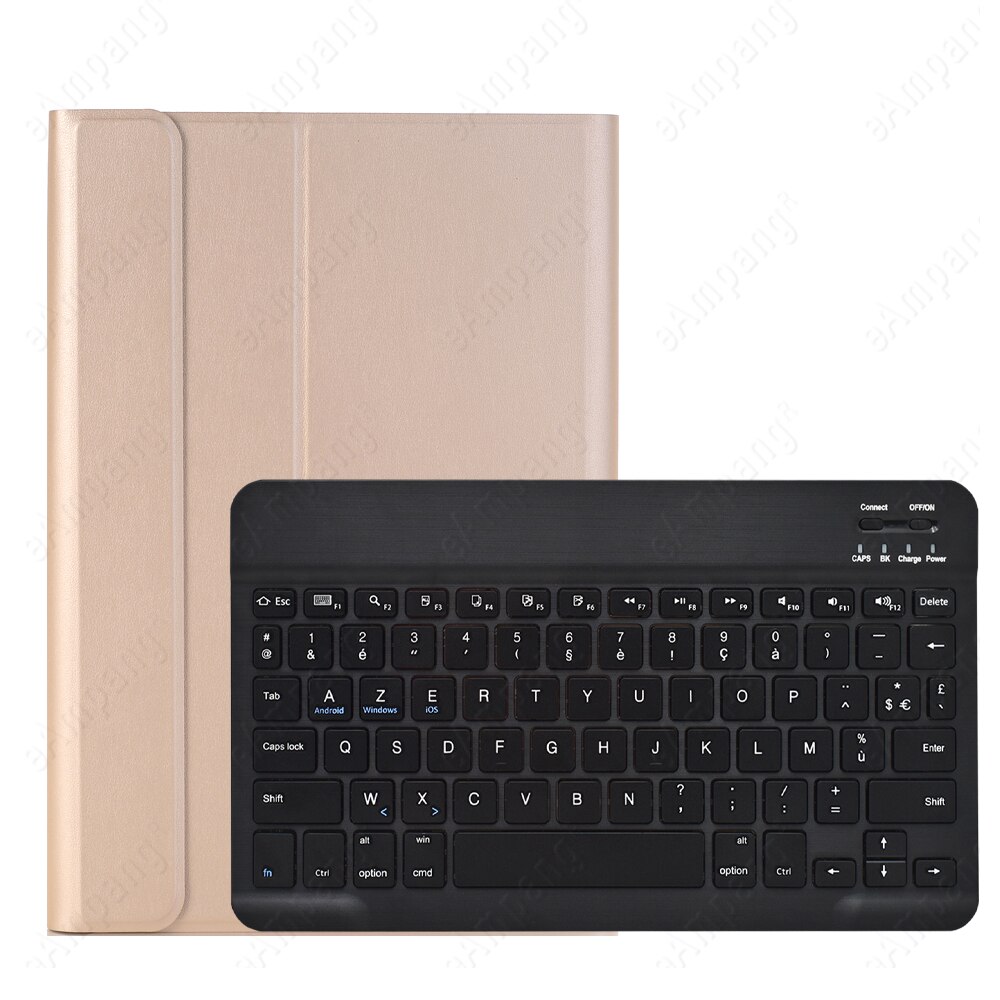 Clavier français AZERTY pour Samsung Galaxy Tab A7 10.4 , coque pour Samsung SM-T500 SM-T505 T500 T505: gold black