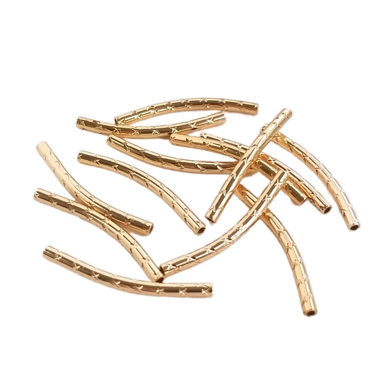 10 Teile/satz 14k Gold Beschichtung Nie Verblassen schneiden Facette Gebogene Rohr S-Förmigen Rohr DIY Handgemachte Armbinde Schnur schmuck Zubehör