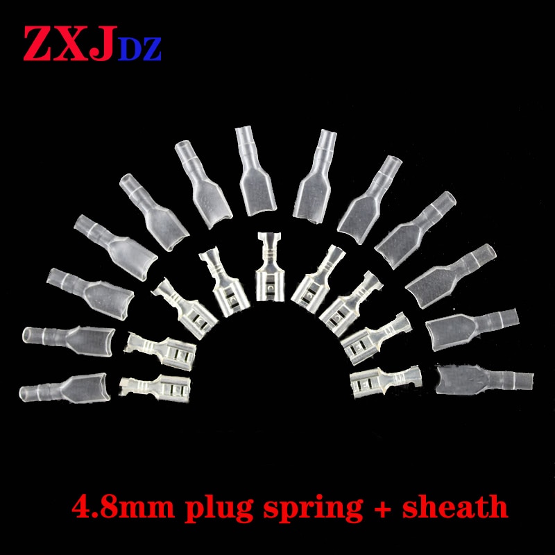 100 pieces 4.8mm plug spring terminal block cold pressed terminal copper galvanized with rubber sleeve brand