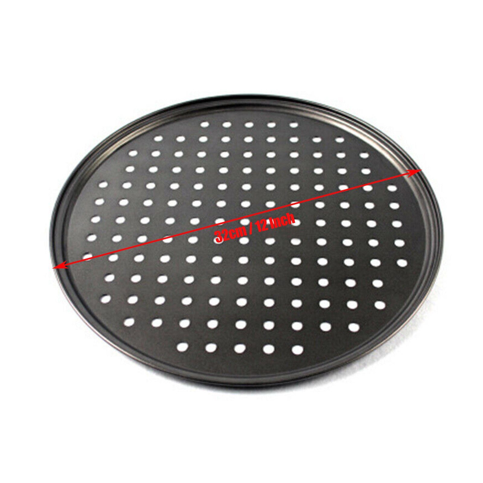 32cm non-stick baking tool round carbon steel punching pizza mold baking tray (12 inch) pizza pan non-stick coating#40: Default Title