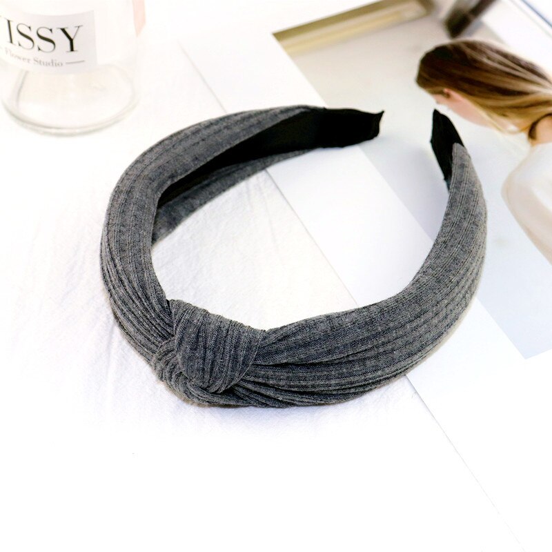 1 Pc Verkoop Boog Knoop Haarband Zachte Katoen Comfortabele Zoete Eenvoudige Meisjes Doek Cross Solid Hoofdband Haar accessoires: 23