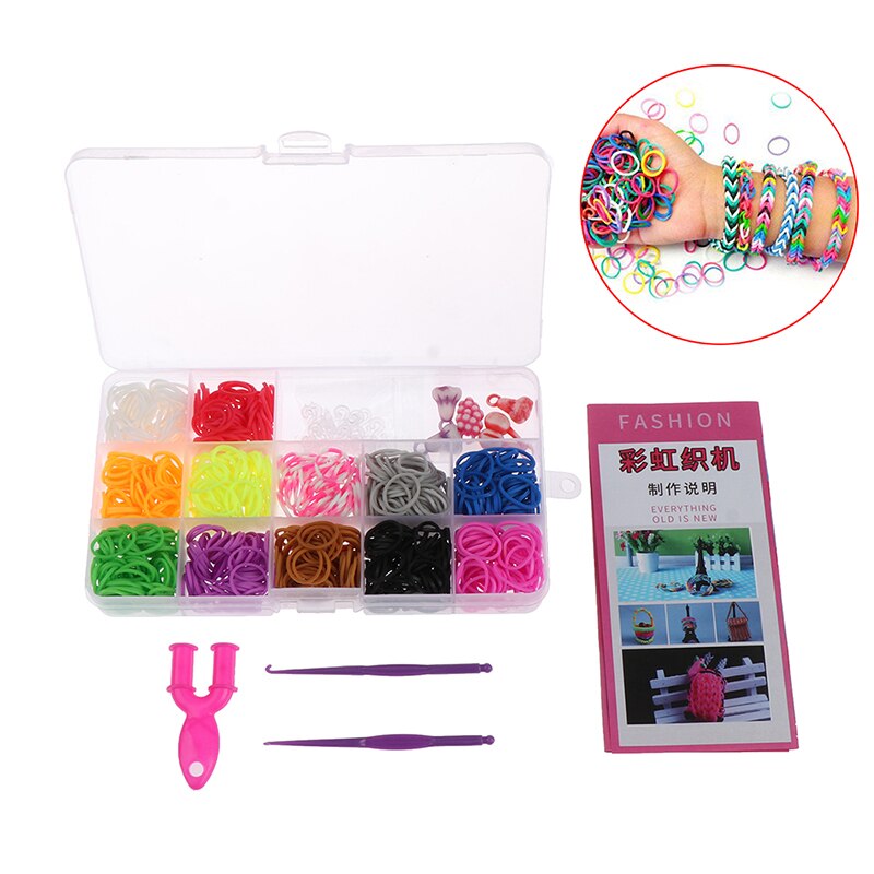 120/600Pcs/Box Rubber Loom Bands Girl Elastic Band for DIY Weaving Lacing Bracelet Set