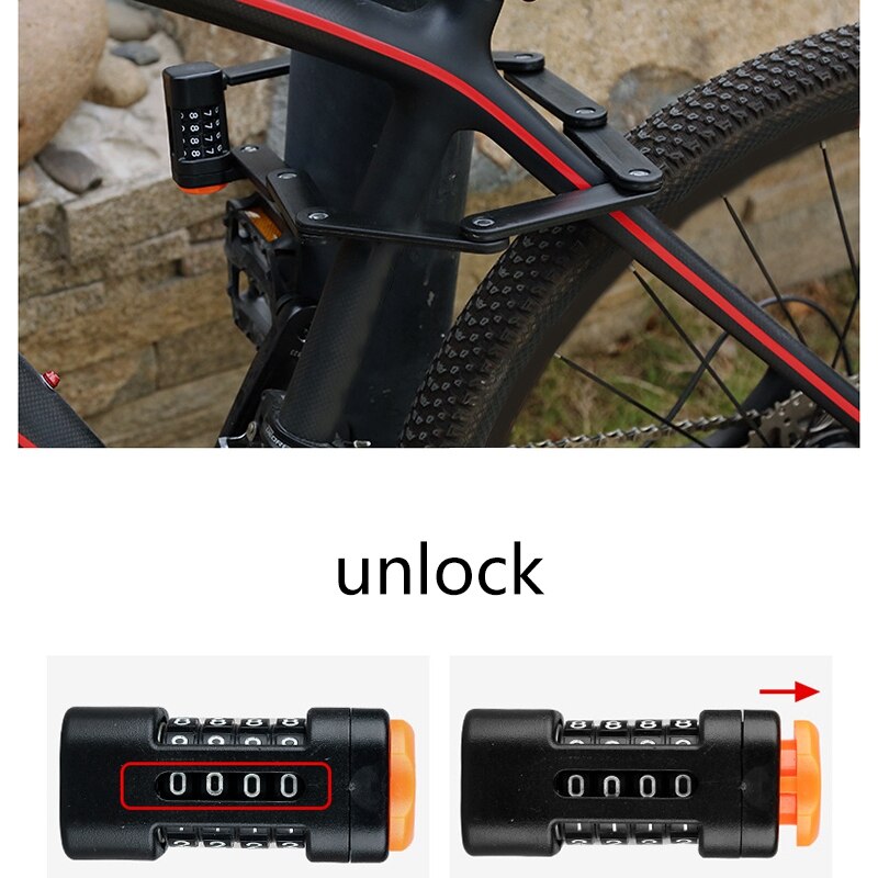 Bicycle Lock Alloy Steel Folding Lock Mtb Road Bike Lock Anti-Theft Lock Password Lock Safe Cycling Accessories