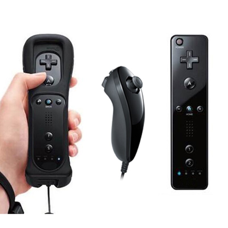 ViGRAND 1pcs Black Wireless Remote Controller For Nentendo Wii with Built in Motion Plus Remote and Nunchuk