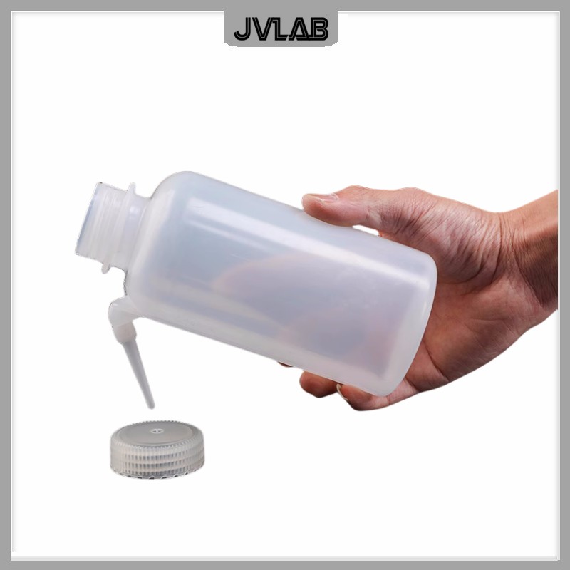 Botella de lavado de plástico para laboratorio, dispositivo de medición de compresión LDPE para uso en laboratorio, cuerpo integrado y tubo separador de 500ml de ancho