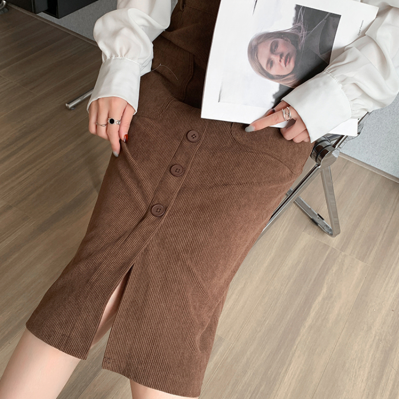 Kabel Röcke Frauen Herbst Winter Taschen bequeme Persönlichkeit Damen alle-Spiel Jahrgang Harajuku zarte schicke Knöpfe Temperament