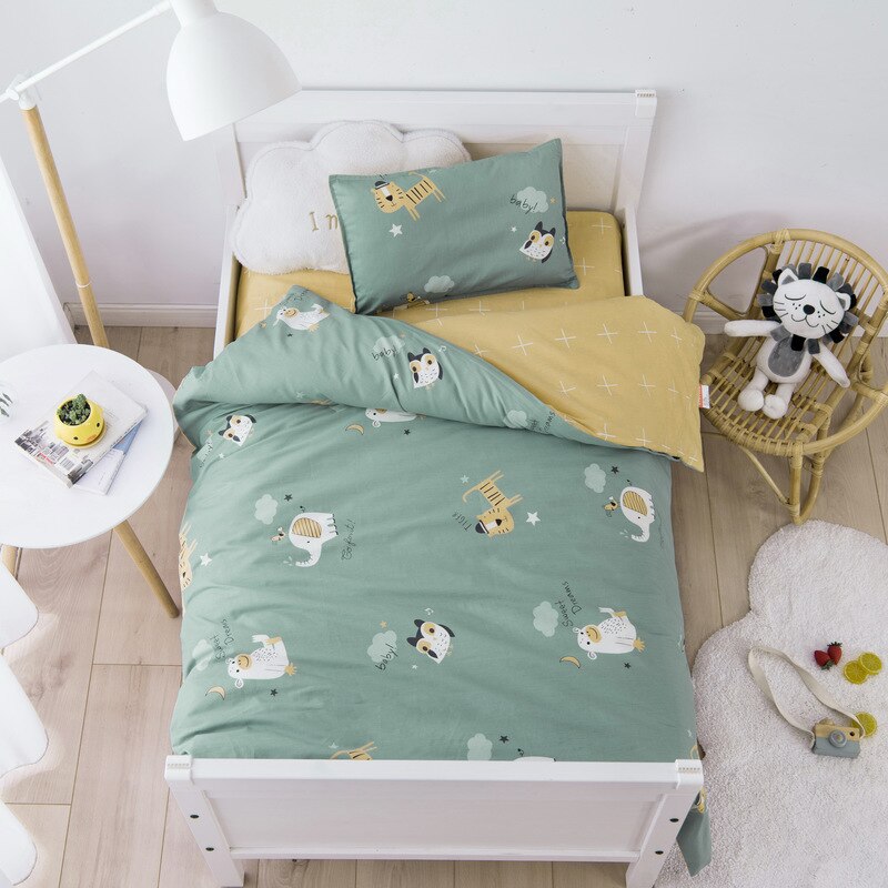 3 stk bomuldsseng sengelinned sæt tegneserie baby sengetøjssæt inkluderer pudebetræk lagen dynebetræk uden fyldstof