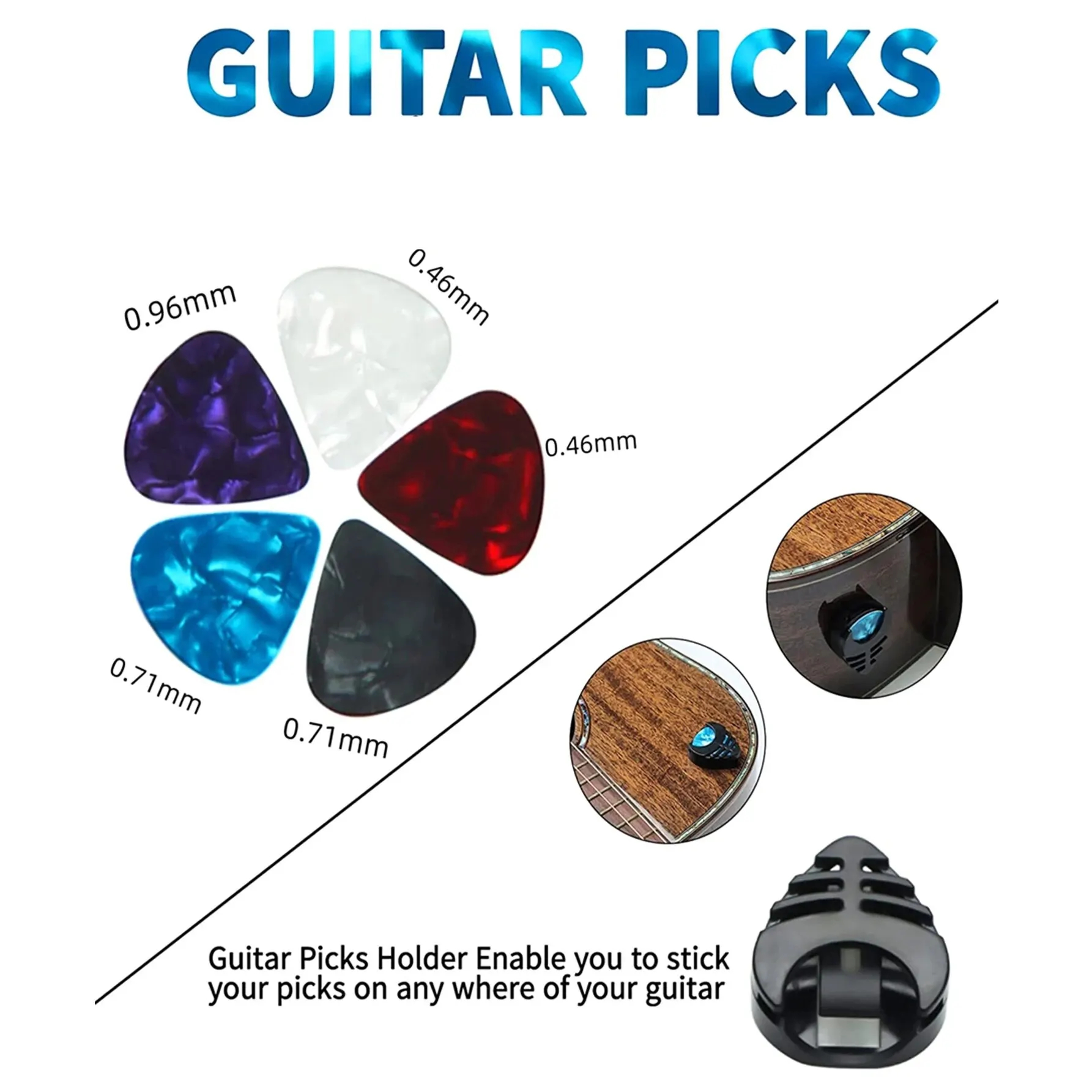 10 Uds. Correa de guitarra para bajo eléctrico y guitarras acústicas incluyen 5 púas de guitarra y 1 sujeción y 2 arandelas, para guitarristas