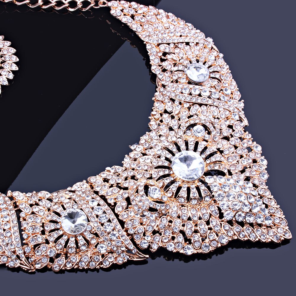 FARLENA-bijoux avec strass pour femmes, collier et boucles d'oreilles en strass, collier et boucles d'oreilles pour mariage indien