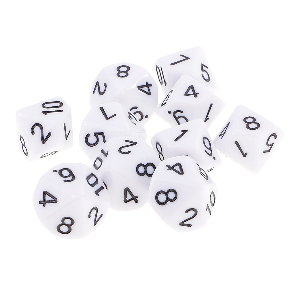 MagiDeal 10 pezzi dadi a 10 facce D10 dadi poliedrici per giochi bianchi