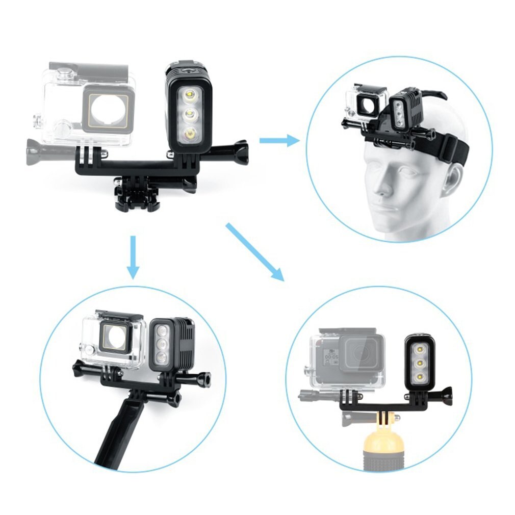 Lámpara de punto de luz LED para buceo, sumergible, 30 metros, para Cámaras Deportivas GoPro Hero 5 4 3 + 3,