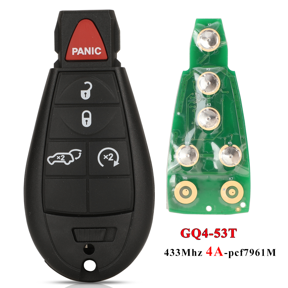 jingyuqin GQ4-53T 433MHz 4A Chip Fobik Remote Car Key fob for For Dodge RAM Jeep Cherokee Sport KL Chrysler Town & Country +: Yellow / 2 Buttons