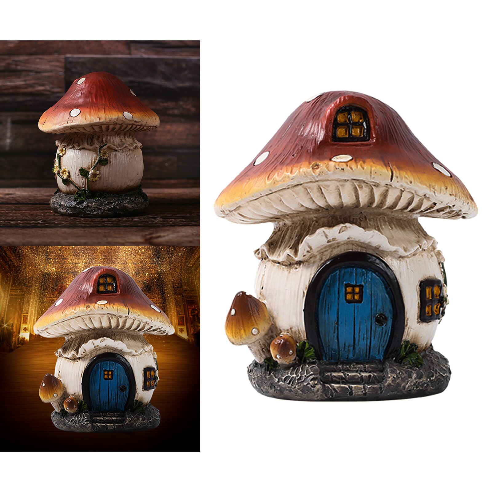Vivid Garden Decor Mushroom Pathway Ornament Gnome House Gardeners